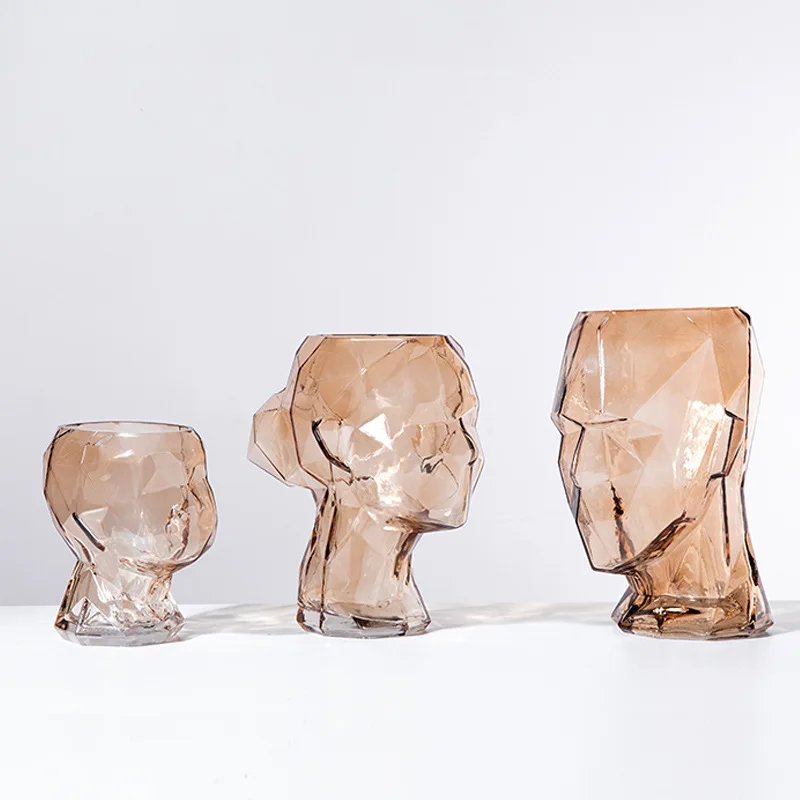 Nordic abstract art facial glass vase decoration, dried flower planter, creative living room dining table home decoration - Image 2