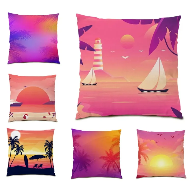 

Tropical Palm Trees Leaves Printed Pillowcase Home Cushion Cover 45X45 Decoration and Table Accessories New Year's Gift F2131