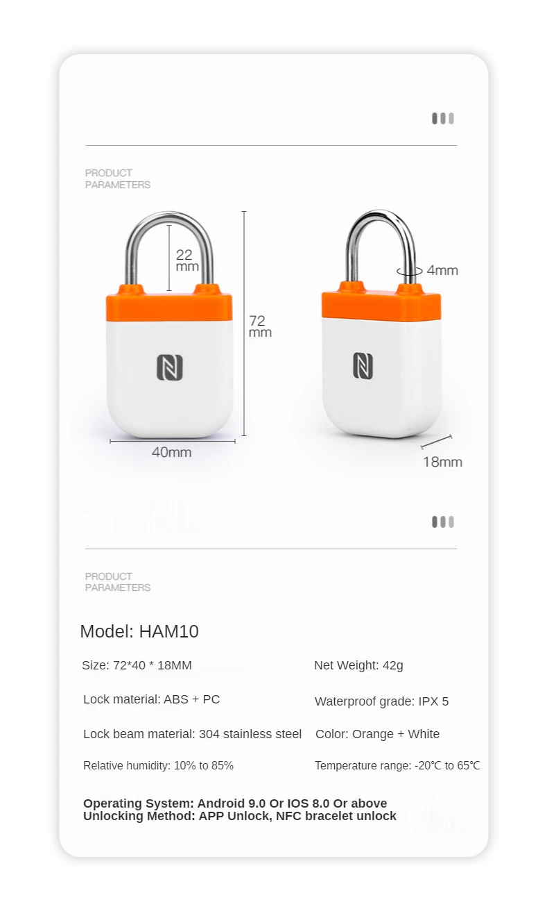 Smart NFC Padlock Without Power Mobile Phone Unlocking IPX5 Gym Dormitory Hotel Outdoor Luggage and Lockers To Lock Tag best keyless door locks