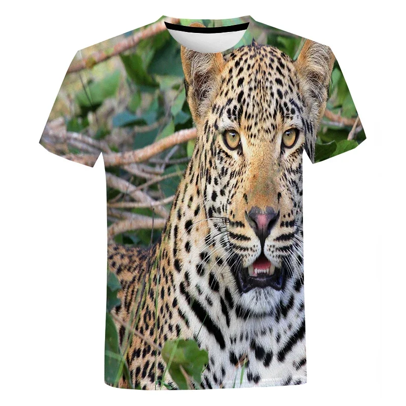 

Animals Fierce Leopard 3D Print Men Women Round Neck T-Shirt Casual Comfortable Boys Girls Short Sleeve Tops 2023 Summer