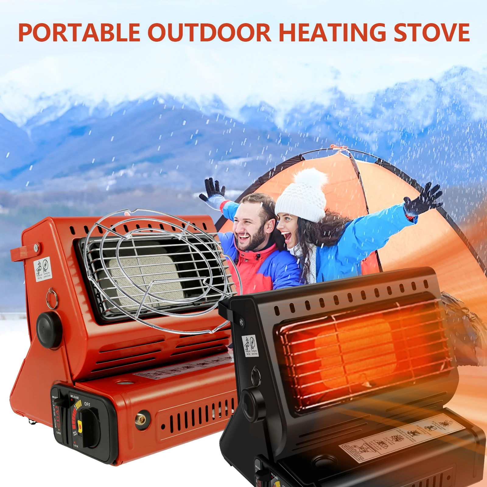 

New Camping Heater with Handle 1.3kw Dual Purpose Portable Gas Heater Rotatable Butane Gas Heater Heat Resistant Ceramic Gas