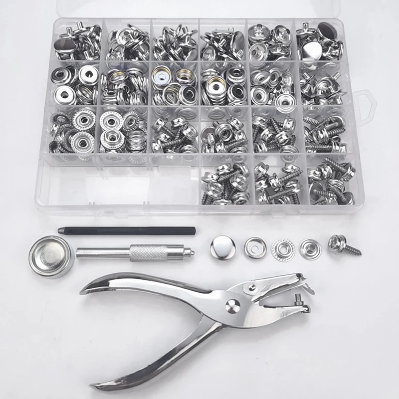 캔버스 스냅 키트, 해양 등급 스테인레스 스틸 스냅, 나사 스냅, 보트 커버 스냅, 카펫 스냅 키트, 설정 도구 포함, 314PC