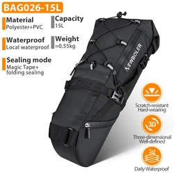 Waterproof 10L Large Capacity Bicycle Saddle Bag - Foldable Tail Rear Bag (BAG026 - 15L)