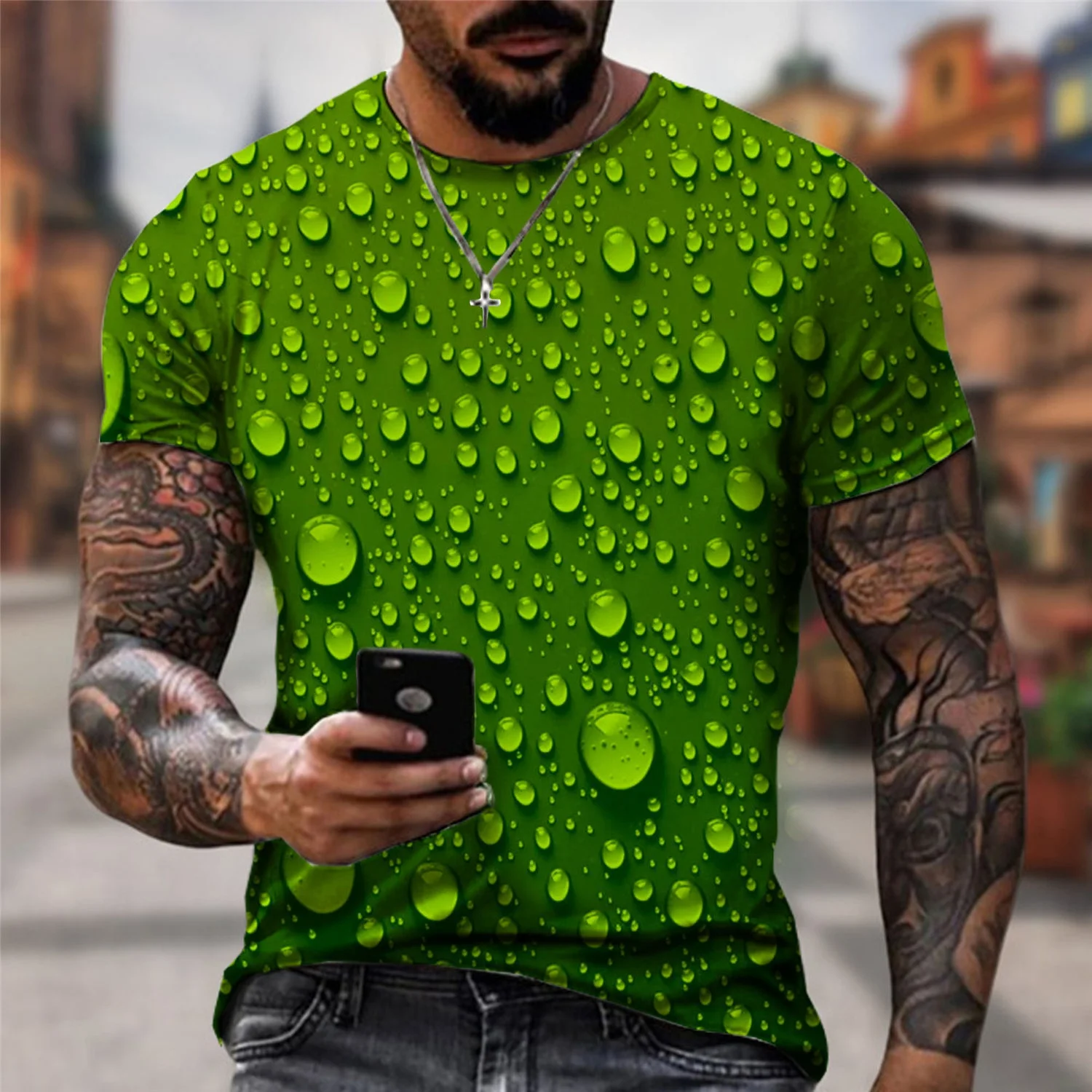 Summer Fashion Raindrops 3d Printed T Shirts Water Drops Unisex Funny