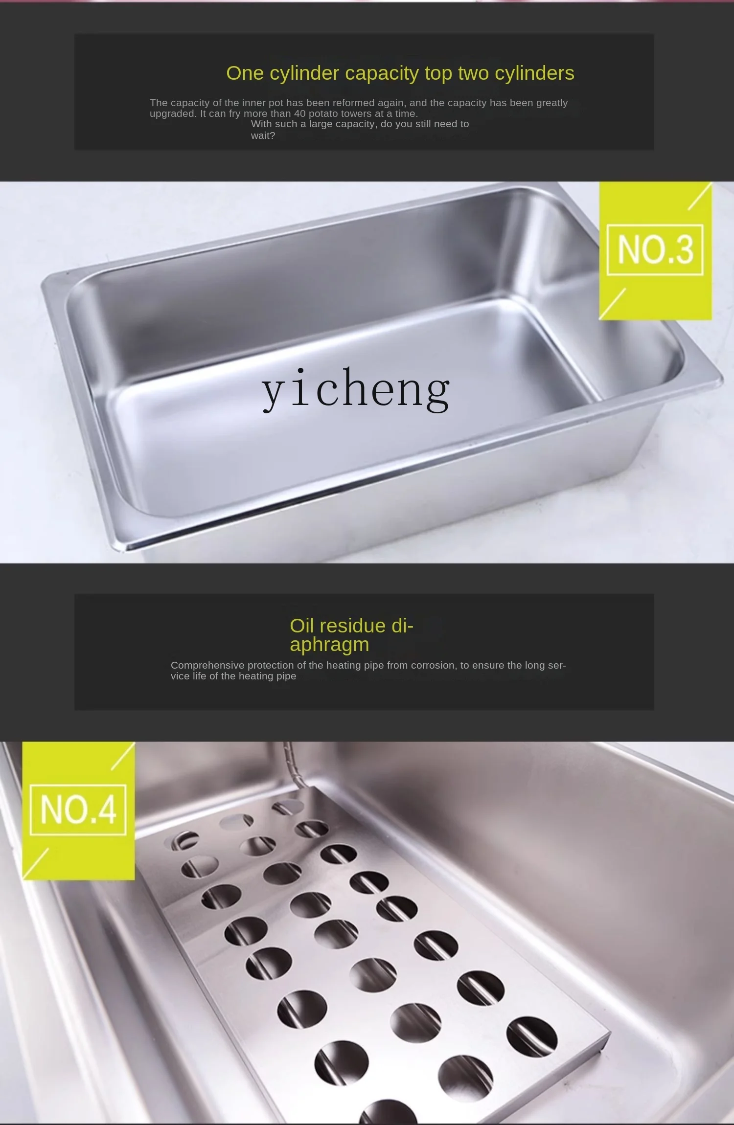 Tqh Electric Fryer Deep Frying Pan Lengthened Commercial French Fries Fried Chicken and Potato