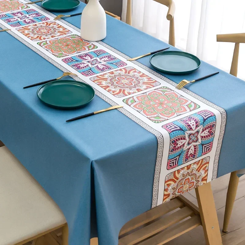 

Waterproof, oil resistant, wash free, and scald resistant PVC tablecloth Chinese style coffee table mat rectangular square