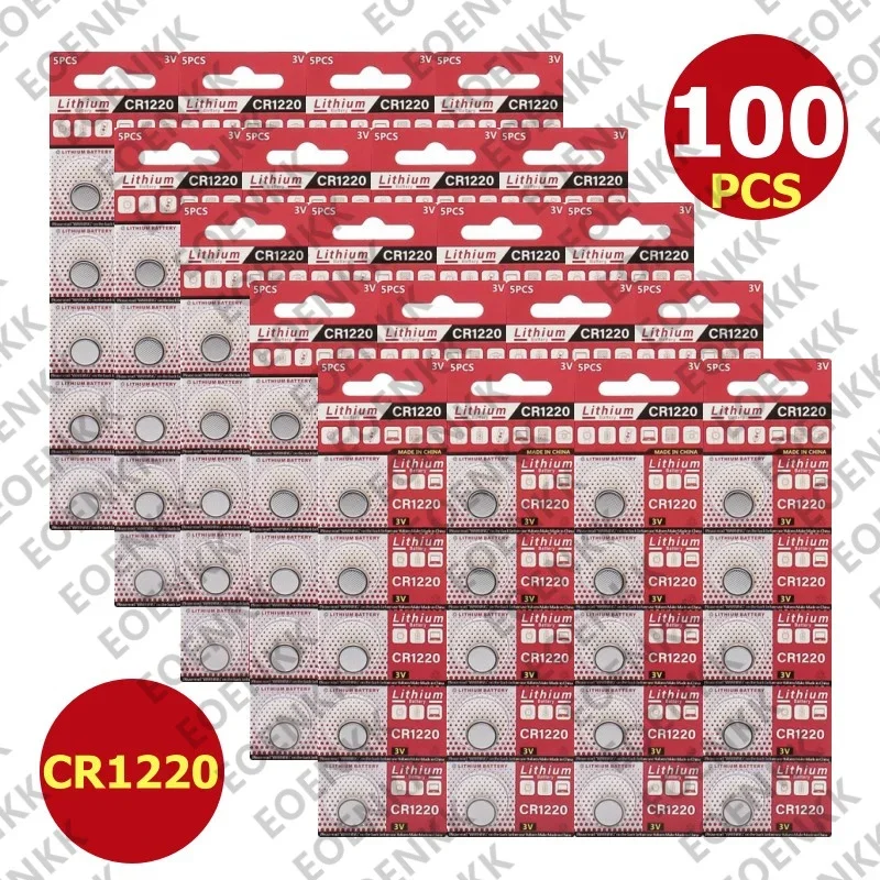

100PCS CR1220 3V Lithium Battery CR 1220 BR1220 DL1220 LM1220 ECR1220 for Car Key Remote Calculator Scale Button Coin Cell