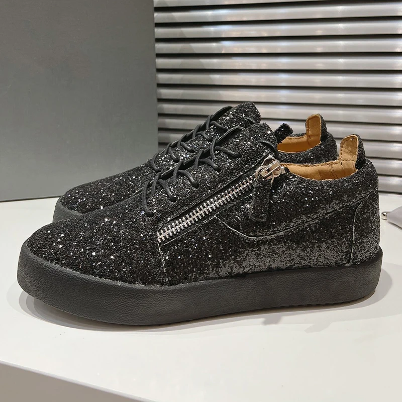 

Flat Shoes Unisex Spring Autumn Genuine New Two Zipper Design Round Toe Low Help Male Casual Shoes Fashion Versatile Loafers