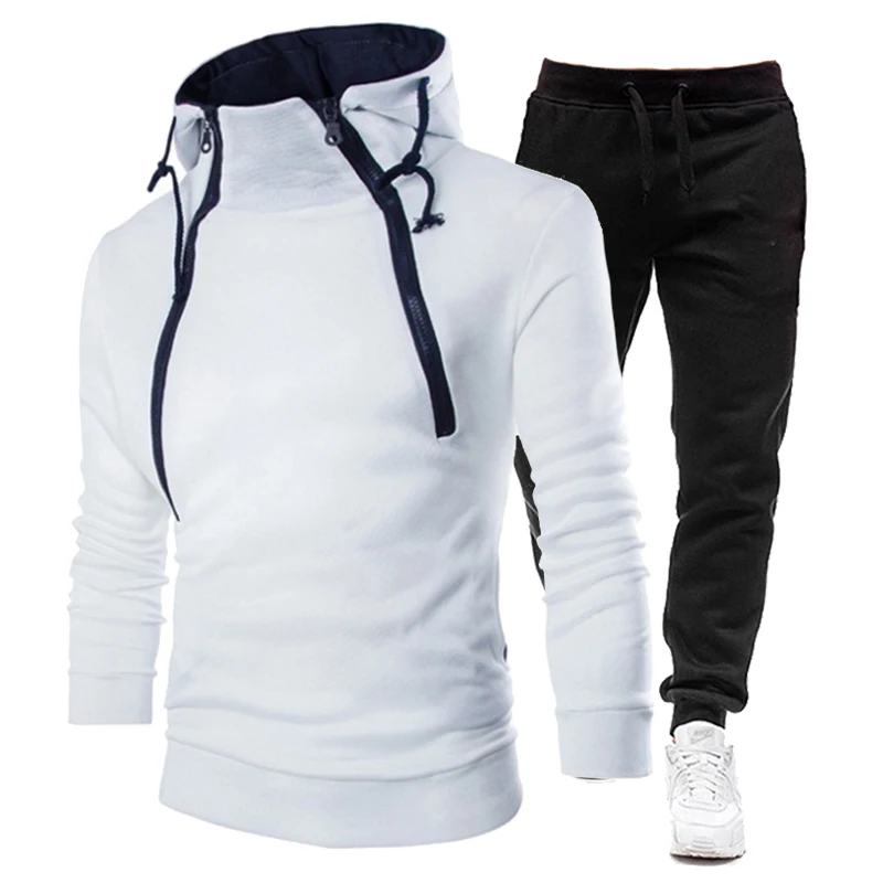 Men Tracksuits Set Spring Autumn Long Sleeve Hoodie Zipper Jogging Trouser Patchwork Fitness Run Suit Casual Clothing Sportswear