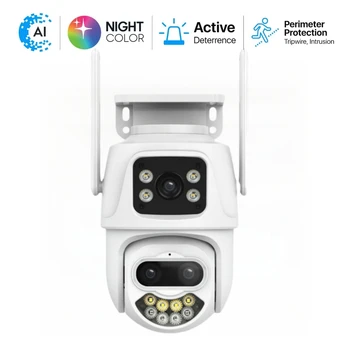 9MP 5K WiFi Human Detection 8X Zoom Three-lens Outdoor Security 4MP IP Camera Color Night Ai Auto Tracking CCTV Camera ICSee XM 1