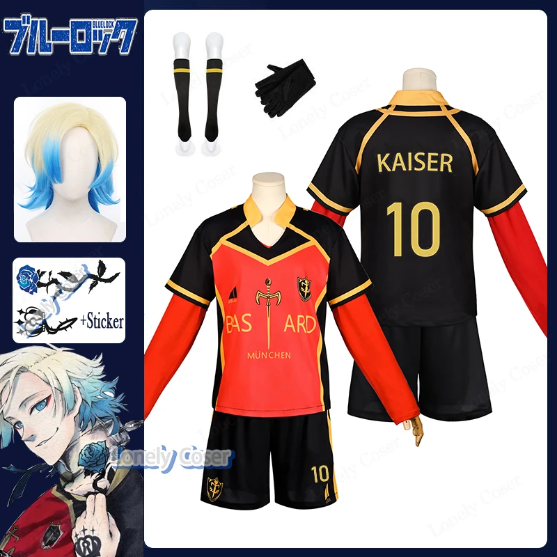 Michael Kaiser Cosplay Costume Anime Blue Lock Wig Team Bastard Munchen
