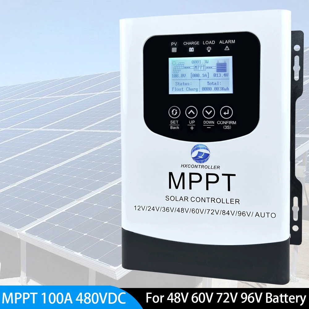 MPPT 태양광 충전 컨트롤러, 99% 충전 효율, 태양광 PV 배터리 레귤레이터, 48V 60V 72V 96, 9600W, 7200W, 4800W, 100A, 480VDC