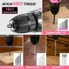 Pink Drill Tool Kit Set: 20V Cordless Power Drill Tool Box with Battery Electric Drill Driver for Men Home Hand Repair Basic Too 5