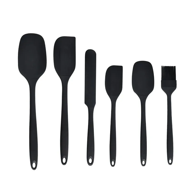 Premium Silicone Kitchen Utensils Set with Cream Scraper and Oil Brush - 6-Piece Non-Stick Set