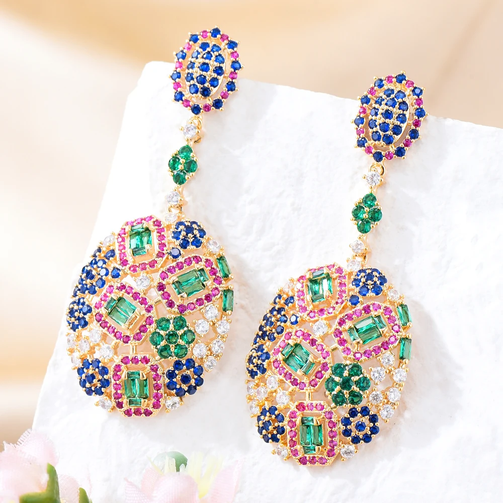 

Kellybola New Luxury Cute Round Earrings For Women Wedding Party CZ Dubai Bridal Earrings boucle d'oreille Femme Jewelry Gift