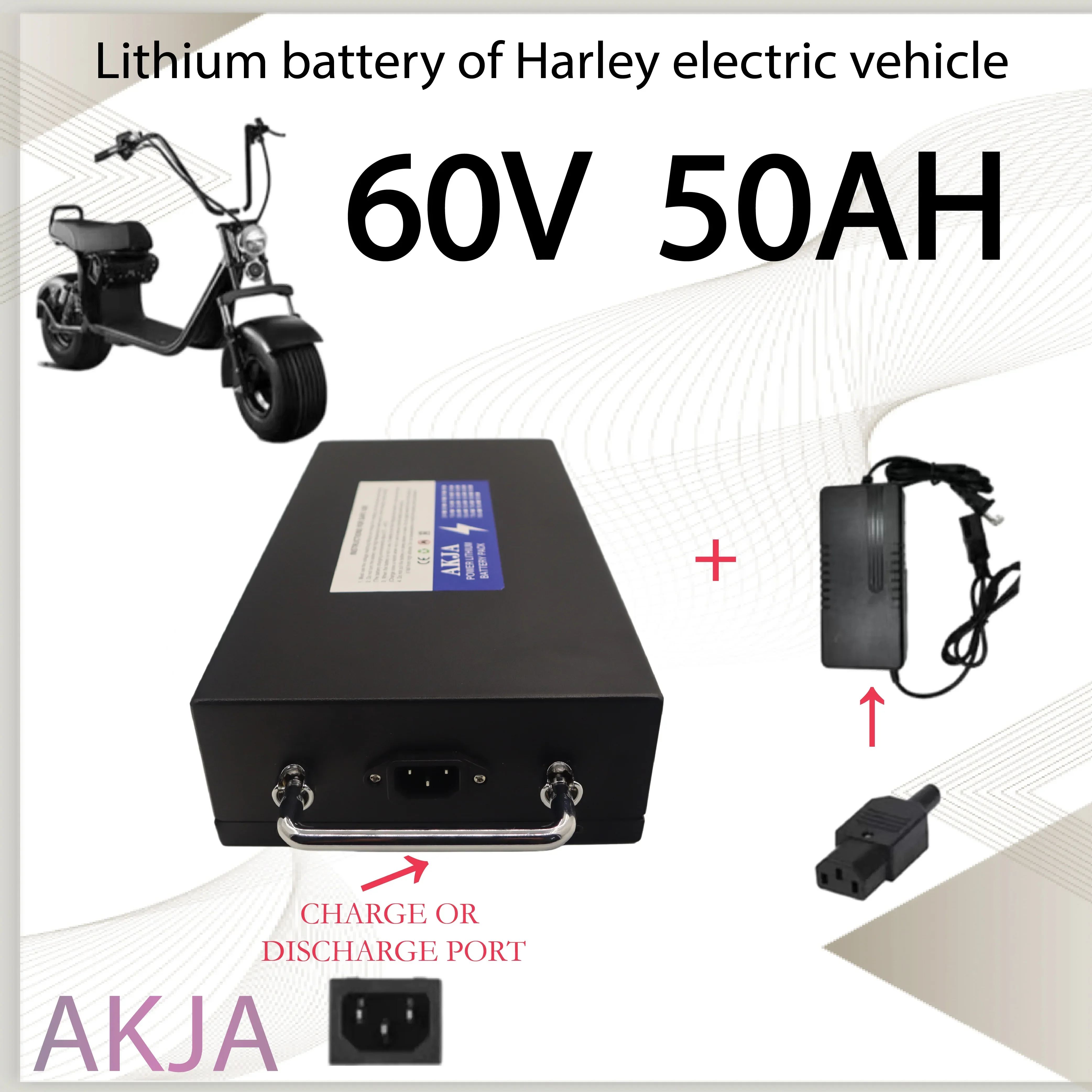 Batterie au lithium 18650 avec chargeur, pleine capacité, adaptée pour 250-2000W, 60V, 20Ah, 60Ah, nouveau