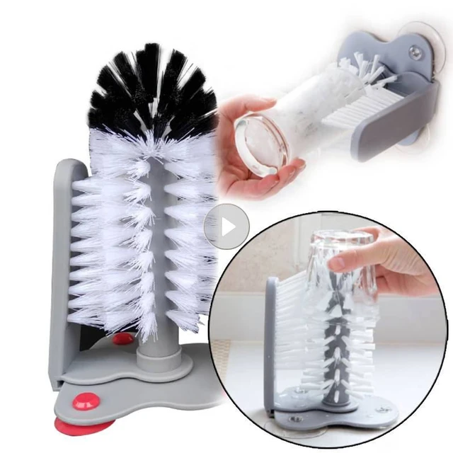 Automatic Glass Bottle Cleaning Brush Water Milk Cup Mug Clean Brush With  Suction Base Coffee Restaurant Bar Cups Quick Cleaner