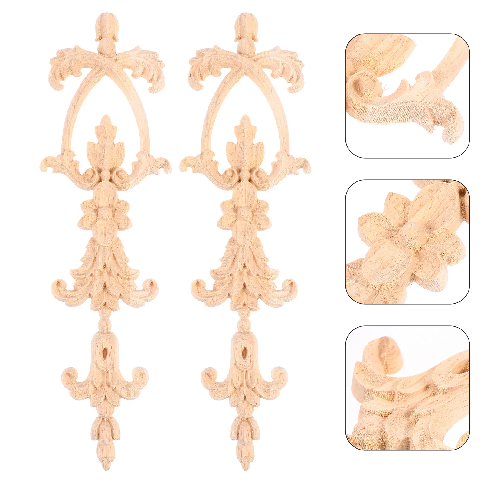 

2pcs Wood Carved Furniture Applique Exquisite Cupboard Wardrobe Decoration