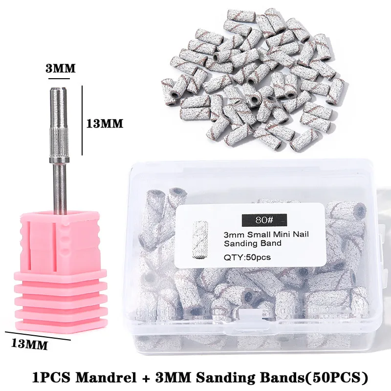 Sanding Bands For Nail Art 3MM 50 pcs 80/120/180/240 Grit Mini Nail Drill Bits For Manicure And Pedicure nail drill bit manicure tools electric manicure set electric nail drill bit manicure drill bit