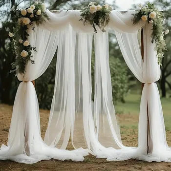 1pc Ceiling Drapes Wedding Arch Draping Sheer Fabric for Ceremony Tulle Christmas Backdrop Curtain Bride Tent Decoration 1