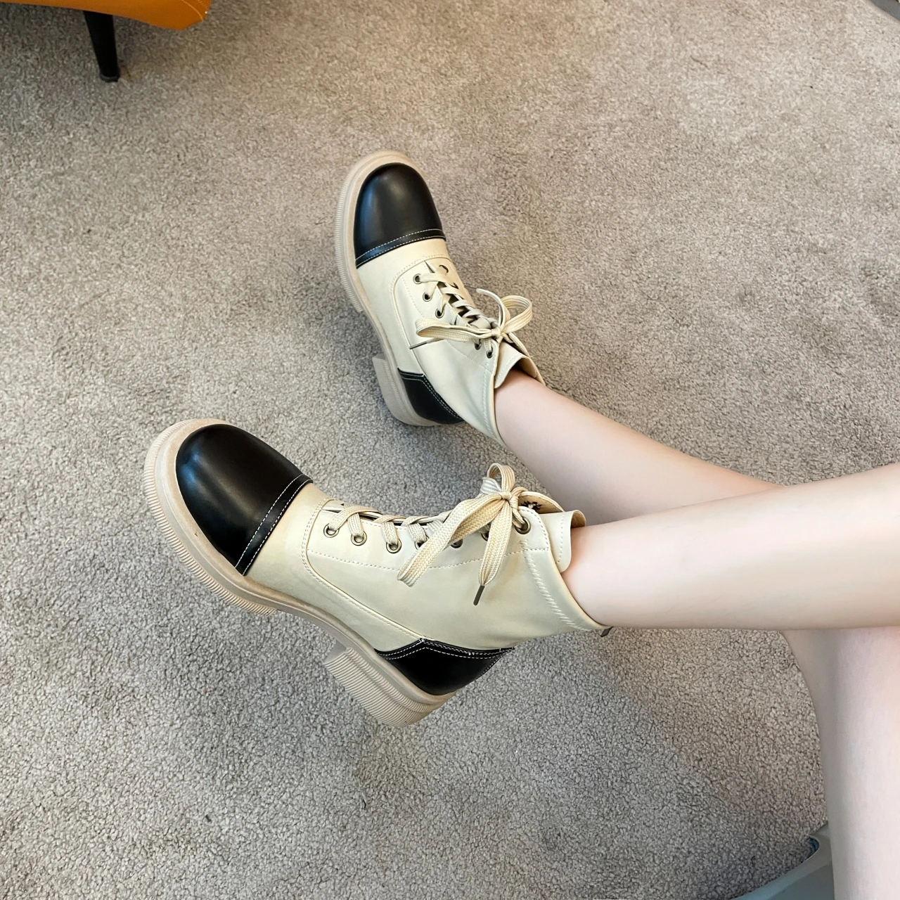 Boots For Girl Heeled Ankle Boots Lace-Up Autumn Shoes For Women  Casual women Boots Daily Footwear Size 35-40