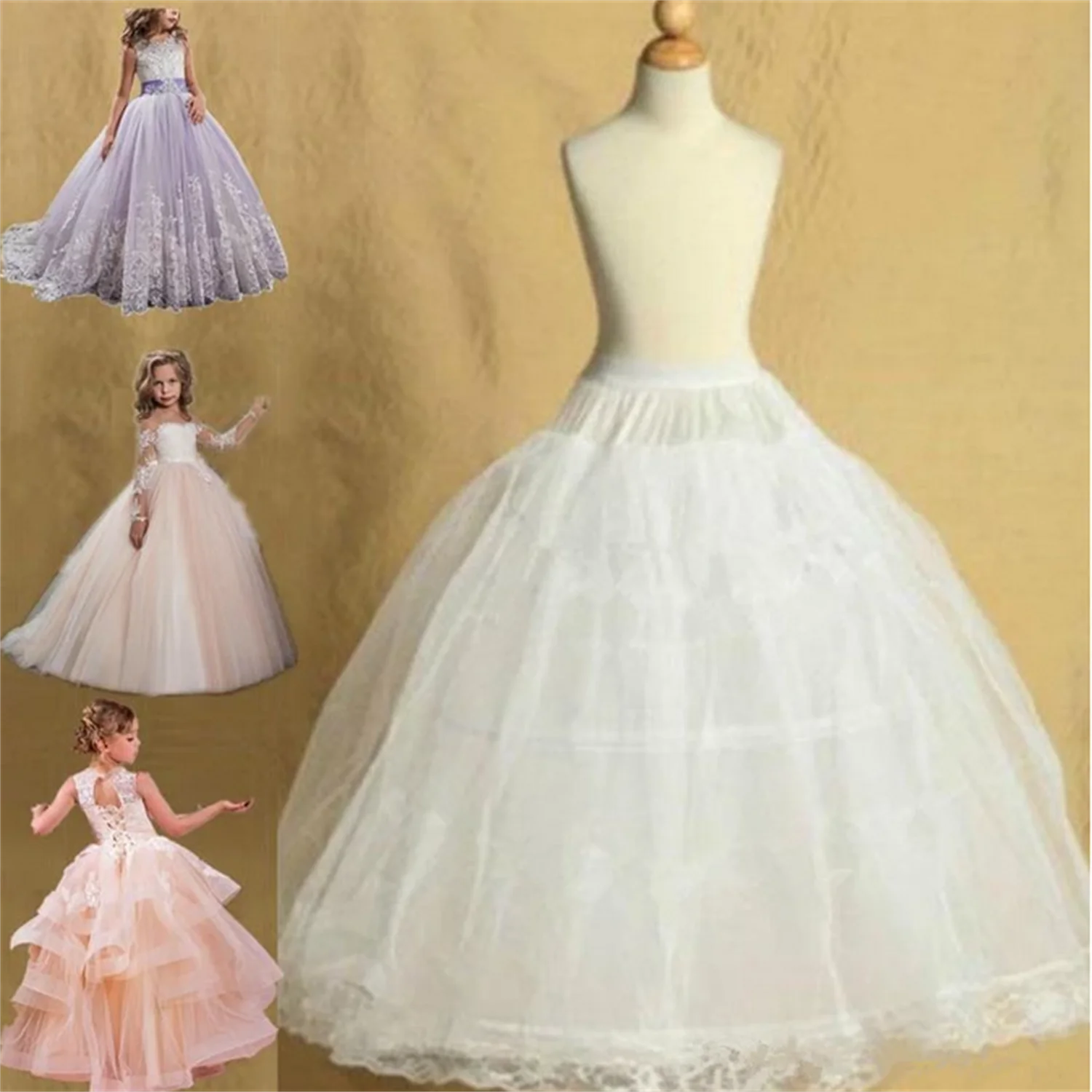 Flower Girl Petticoat Short Children Skirt 50-55CM Length Baby Kids White Underskirt Crinoline Children's Petticoat Accessories