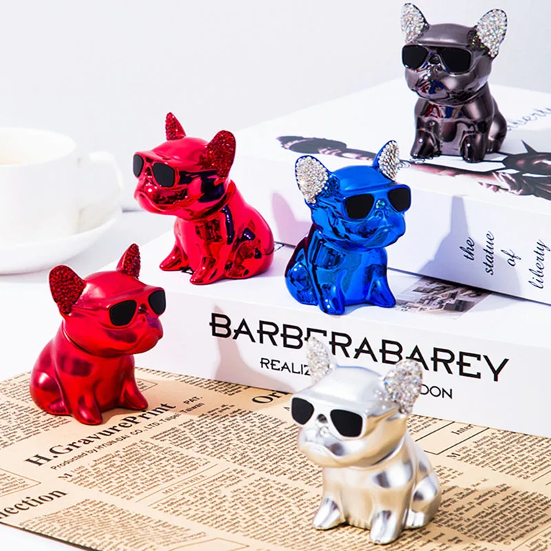 

Plating Car Interior Decoration Ornament Cartoon Cute Sunglasses Bulldog Shaking Head In-Car Center Console Auto Accessorie Gift