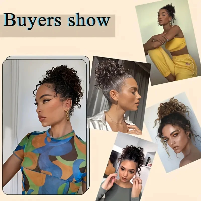 Wig Screw Curl Hair Ring African Small Curl Women's Wig Ring Ponytail Simulation Hair Wig Ring Wig Bag