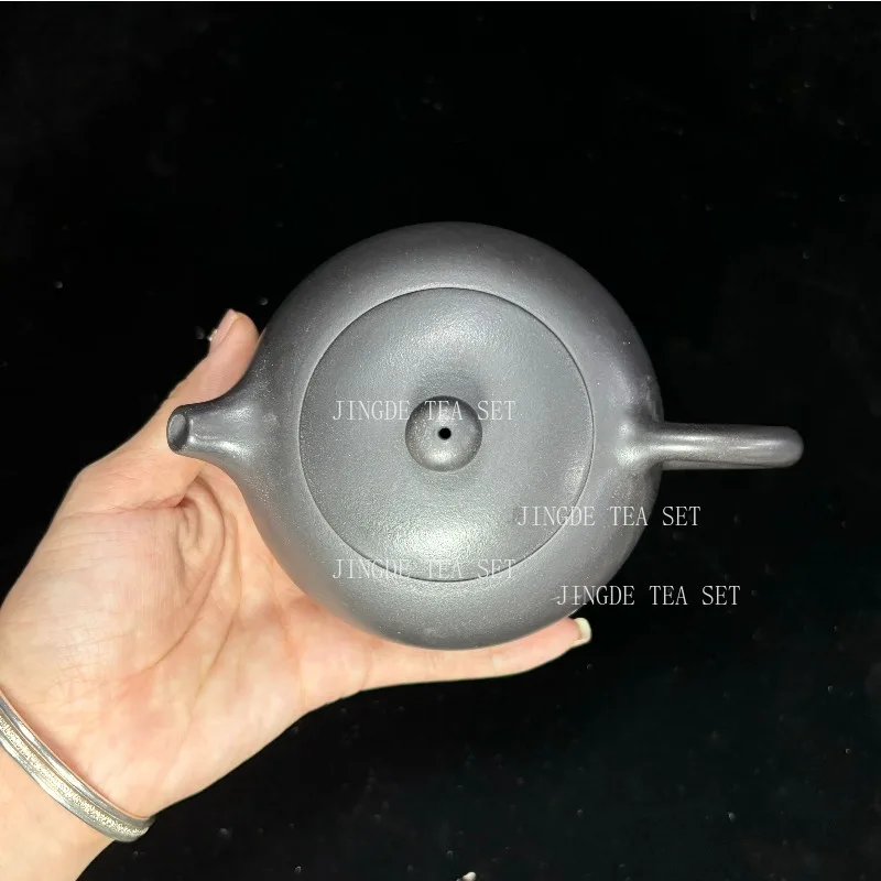 190ml Chinese Yixing Purple Clay Tea Pot Boutique Black Mud Flat Xishi Teapot Home 9 Hole Filter Teaware Customized Tea Infuser