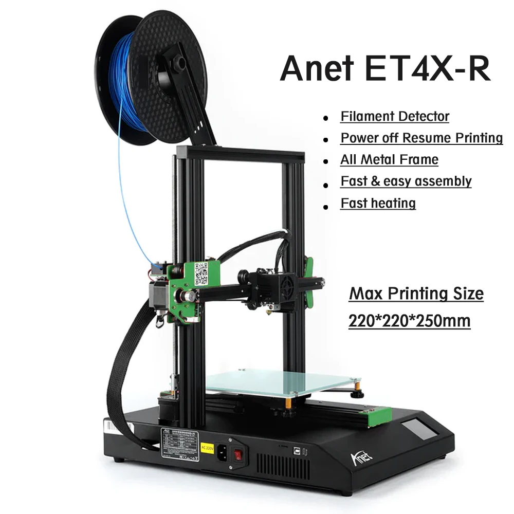 New Integrated All Metal Anet ET4X-R FDM 3D Printer DIY Kit Easy Assemble With Resume Printing Filment Detector Fast Heating anet et4x et4x r integrated all metal frame fdm 3d printer diy kit easy assembly heating fast resume printing impresora 3d