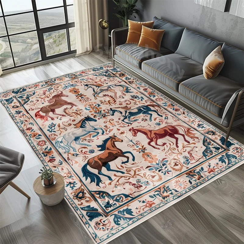 Rustic Swan Rug Colorful Swan Carpet Traditional Rug Farmhouse Decorative Rugs Washable Rugs Balcony Corridor Anti-slip Mat