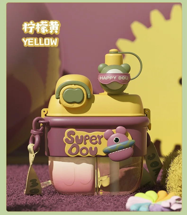 Doll Magic Double Fight Cup With Straw One-Click Press Ptcg Material Safe To Drink Cute Style - 500Ml