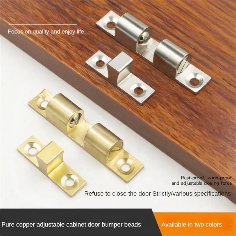 Furniture Door Latch Solid Brass Spring Ball Catch with Free Screws Cabinet Concealed Buckle Magnetic Lock Furniture Fittings