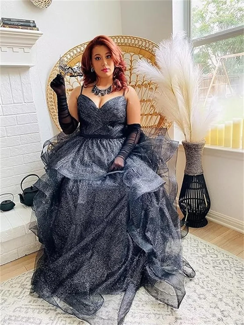 Custom Glitter Tulle Prom Dresses Spaghetti Straps Ball Gowns for Women  Puffy | eBay
