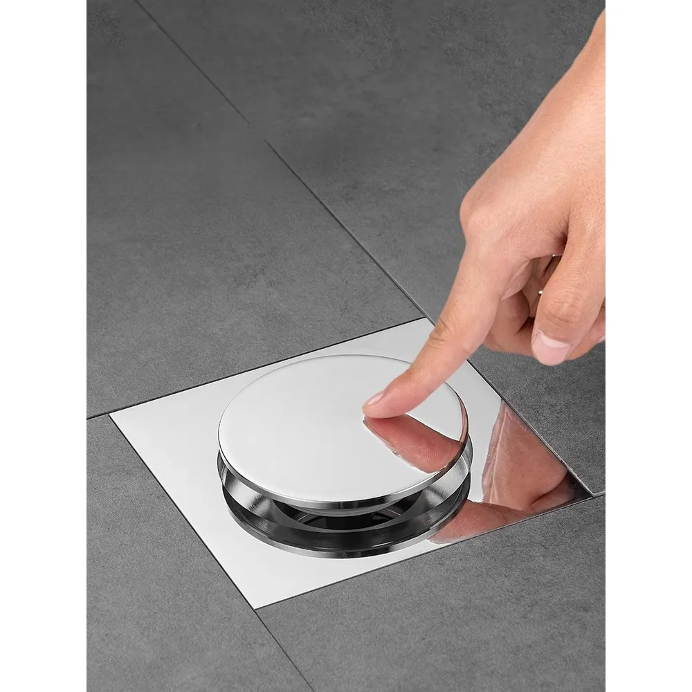 Allcopper ท่อระบายน้ําชั้นเด้งกดแมลงและท่อระบายน้ําระงับกลิ่นกายห้องอาบน้ําปิดผนึกอ่างอาบน้ําสระว่ายน้ําเท้าดําเนินการที่มองไม่เห็น 1