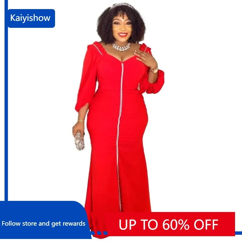 

2023 Autumn Fashion Elegant Africa Wedding Party Dresses for Women Dashiki Ankara Outfits Evening Gown Plus Size Ladies Clothing