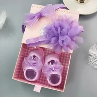 3Pcs/Set Baby Girl Headband Socks Set Lace Flower Bows Newborn Hair Bands Headbands for Girls Turban Baby Hair Accessories Gifts 2
