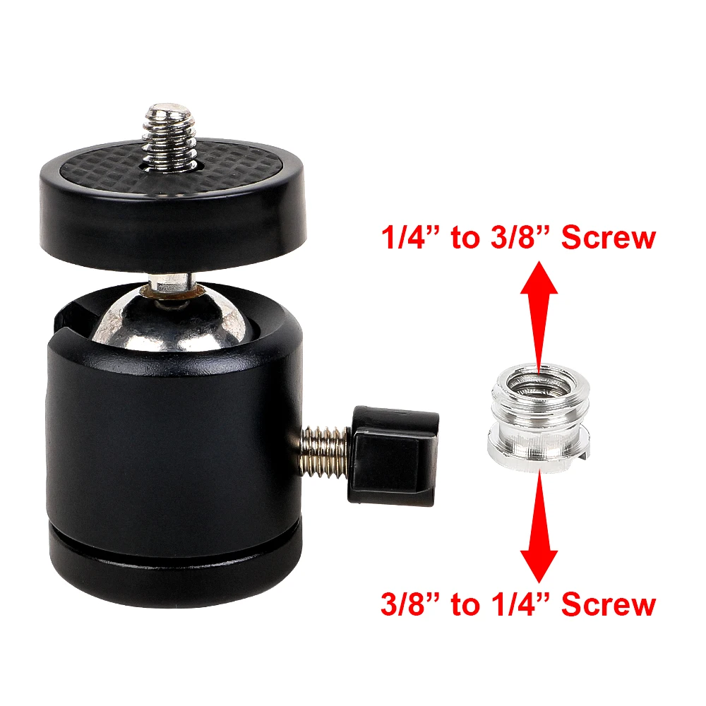 Super Quality 1/4 inch Cameras Tripod Ball Head Mount 3/8 screw Adapter Pure CNC Aluminium Alloy Bracket Holder Cradle