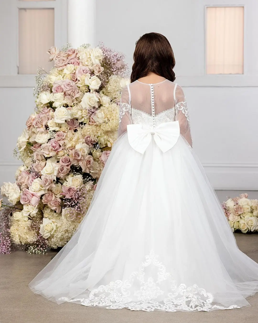 Galajurk Meisjes PLWEDDING Chiffon A-lijn Bloemenmeisjesjurk