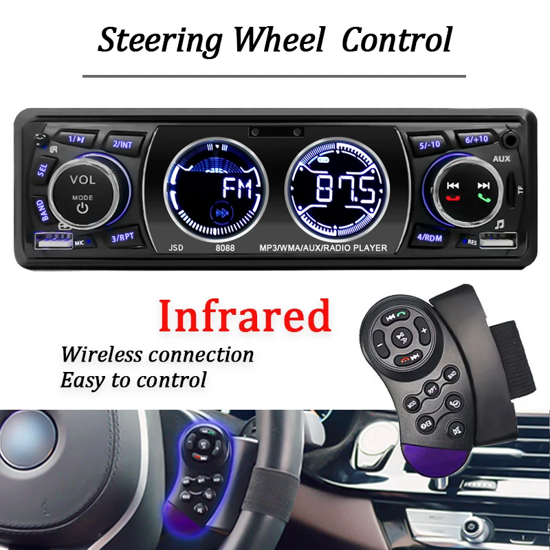 Car Radio 1din Stereo MP3 Player Audio Bluetooth FM Receiver Dual USB Support AU