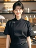 Chef Jacket Women Short Sleeve Kitchen Cook Uniform Barber Bartender Pastry Restaurant Waiter Shirt