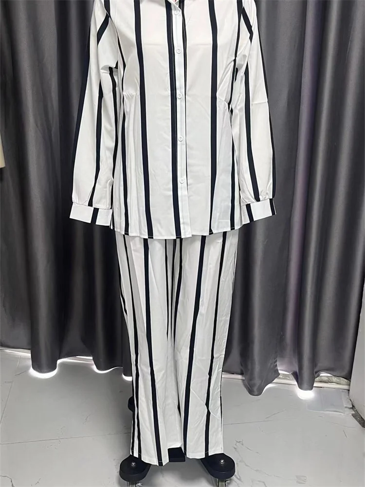 Wmstar Two Piece Sets Women Wholesale Striped Pants Sets Casual Tracking Matching Suit Long Sleeve Fall Women's Clothing 2025