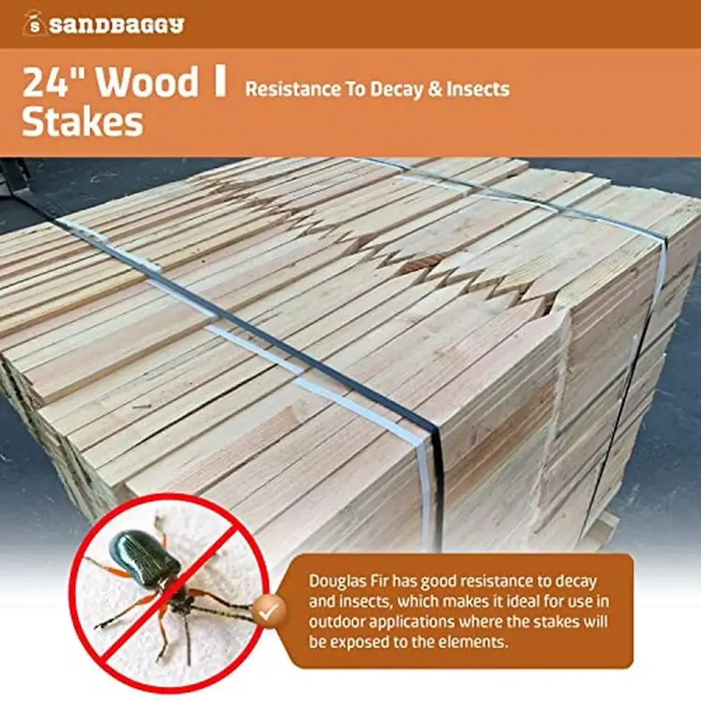 24" Wooden Construction Stakes &ndash; Durable Grading & Surveying Wood Stakes Concrete Forms Gardening & Landscaping Made in USA