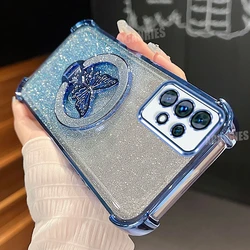 Glitter Butterfly Plating Silicone Shockproof Phone Case - A73 (4G 5G) (FS SFHD Sierra blue)