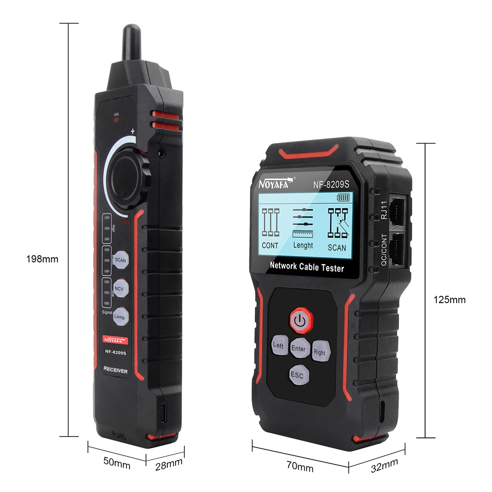 NOYAFA NF-8209S – testeur de mesure de câble réseau Lan, outils réseau, affichage LCD, mesure de longueur, testeur de câble sans fil