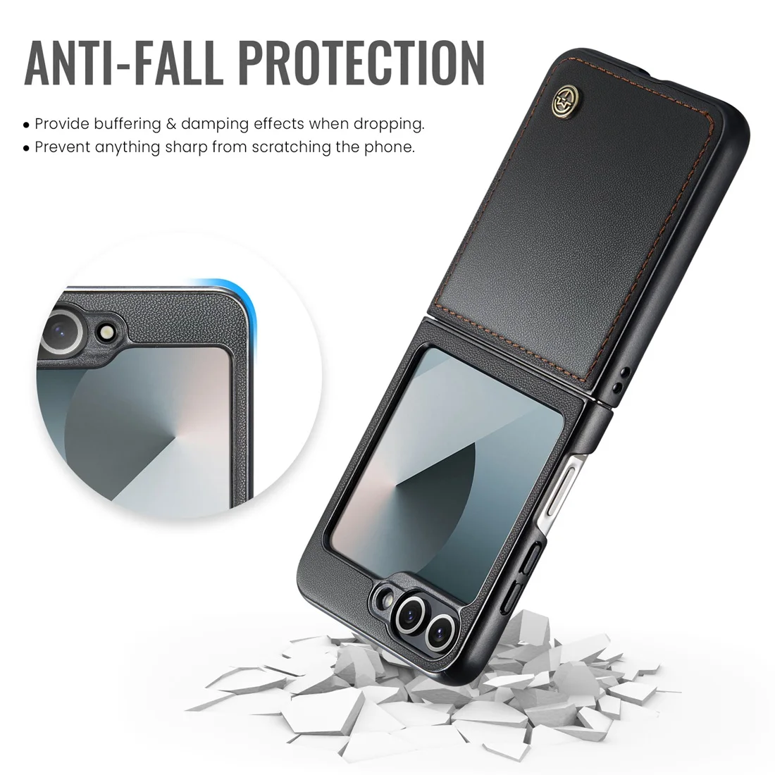 Ultra-Thin Leather Phone Case with Full Body Cover & Shockproof, Supports Wireless Charging