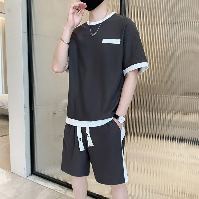 

Korean Men Clothing 2 Piece Sets Summer Casual Clothes Shorts Set Men Streetwear Sportswear Sweatsuits Men Outwear