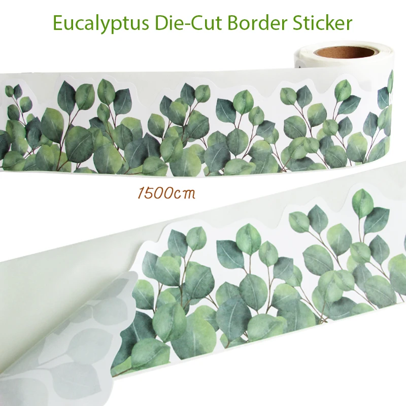 

Eucalyptus Border Bulletin Board 15m stiker Wall Decor Trim Leaf Border Rattan String Vine With Green Leaves For Home Decoration