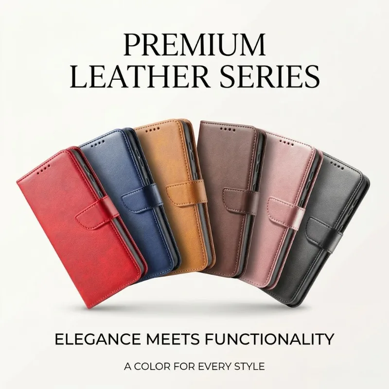 Premium PU Leather Flip Cover with Card Holder and Shockproof Protection