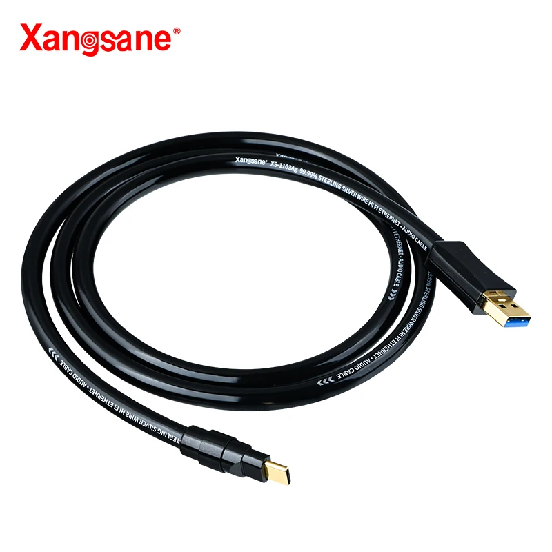 Xangsane sterling silver data type c decoding cable USB A- B 3.0/Micro B3.0 mobile hard disk high-speed DAC digital audio cable
